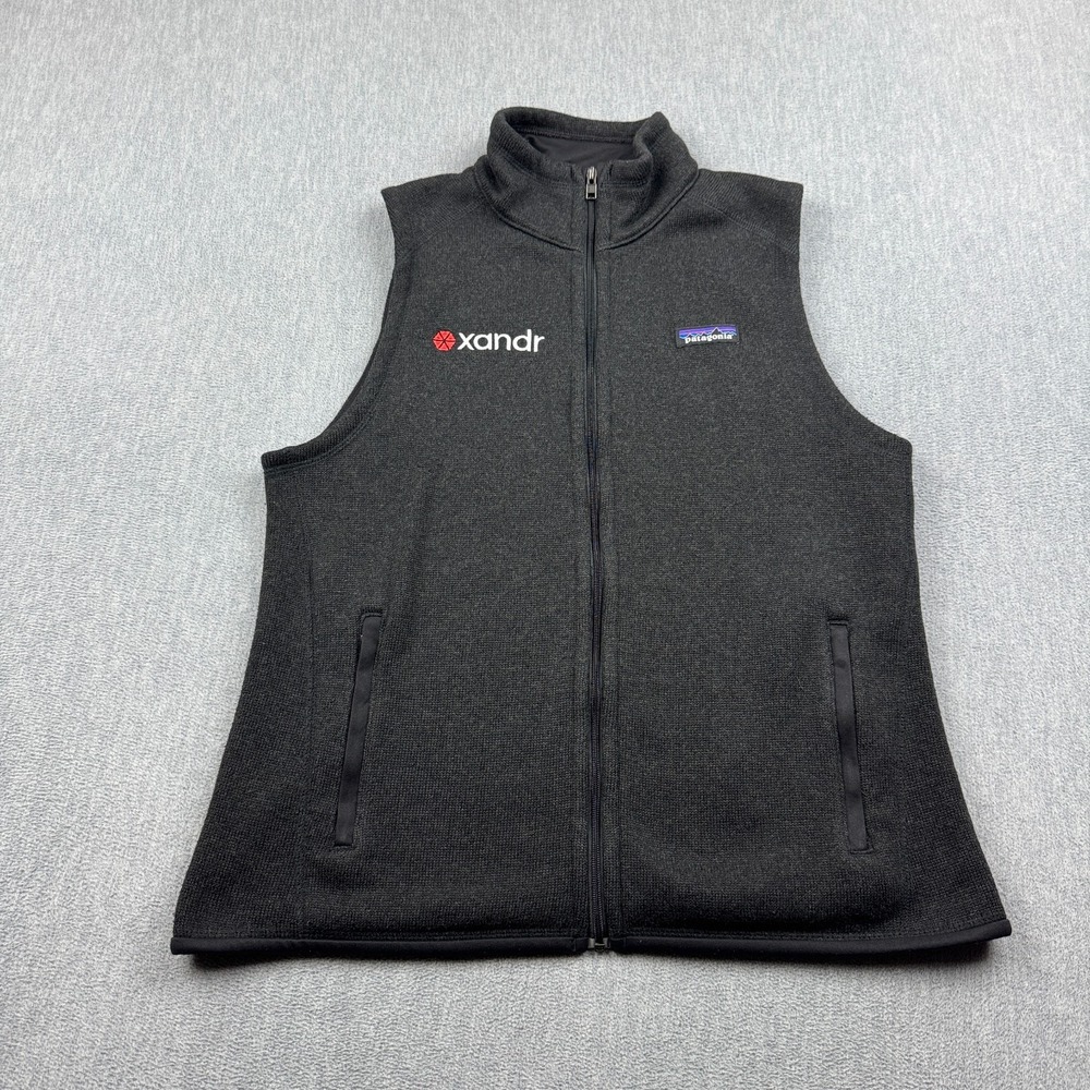 Patagonia Vest Women Medium Black Better Sweater Full Zip Fleece Mock Logo 25886
